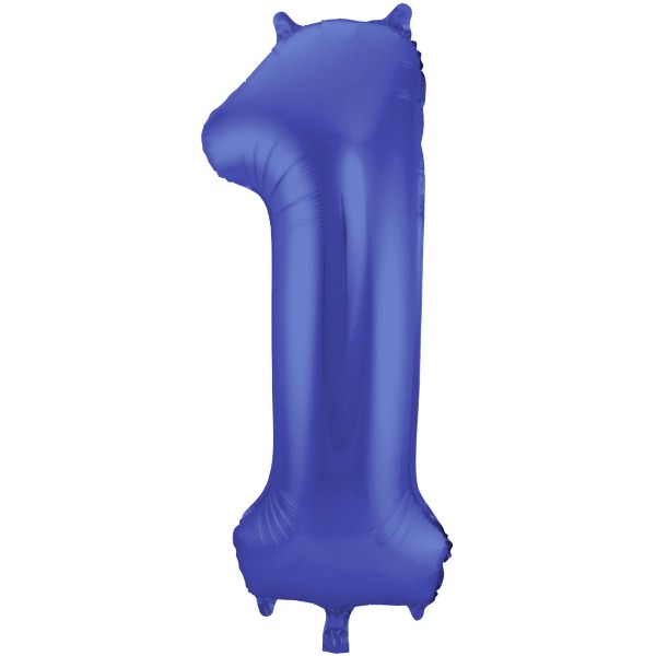 Blauwe Metallic Mat Folieballon Cijfer 1